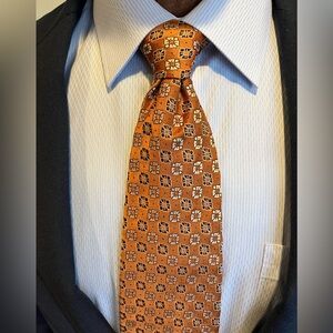 Massimo Bizzocchi Italian Silk Geometric Print Tie: Vintage Aesthetic Accessory